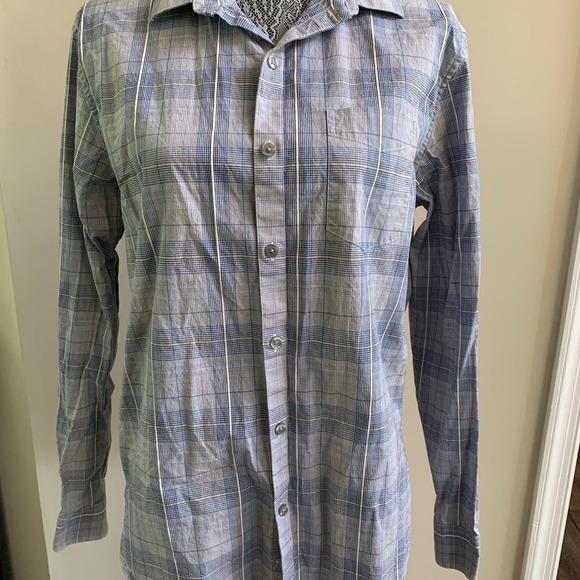 Marc Anthony Plaid Dress Shirt Men's Medium Stretch Slim Fit Button Up - Picture 1 of 5